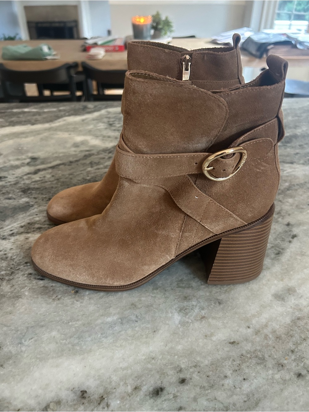 Nine west Brown Suede Ankle Boots with Buckle Detail size 10